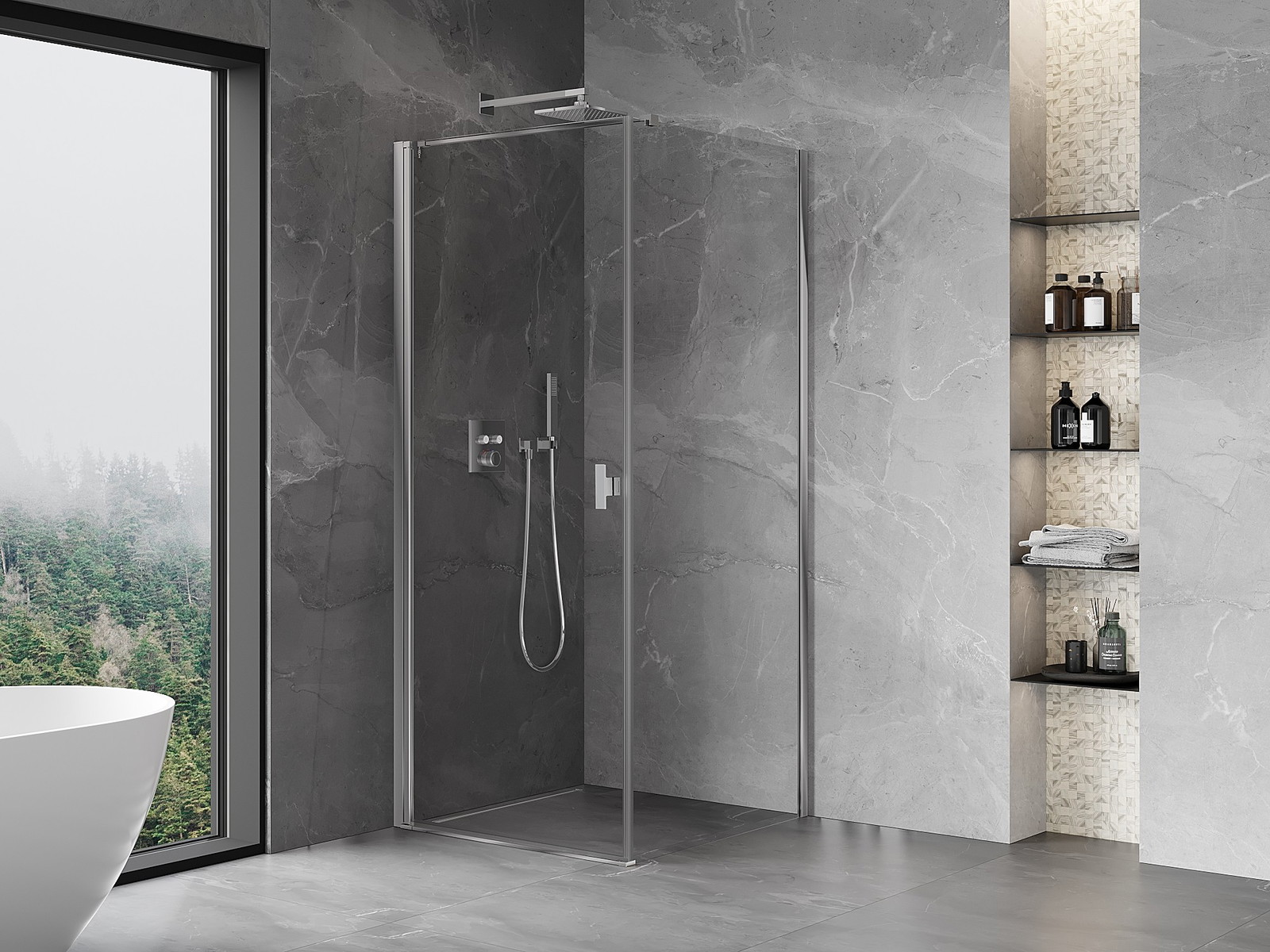 Mexen Mist-B kabina prysznicowa uchylna 95 x 95 cm, transparent, chrom - 8A2T-095-095-01-00